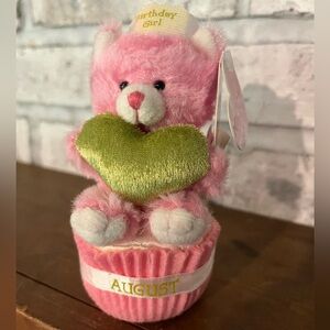 AURORA WORLD CAT MILLY PLUSH PINK CUPCAKE AUGUST BIRTHDAY NEW WITH TAG